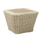 24" Natural And White Square Solid Wood And Wicker Outdoor Coffee Table