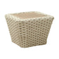 24" Natural And White Square Solid Wood And Wicker Outdoor Coffee Table