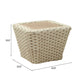 24" Natural And White Square Solid Wood And Wicker Outdoor Coffee Table