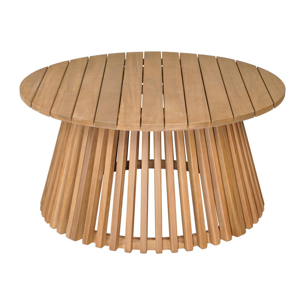 32" Natural Rounded Solid Wood Outdoor Coffee Table