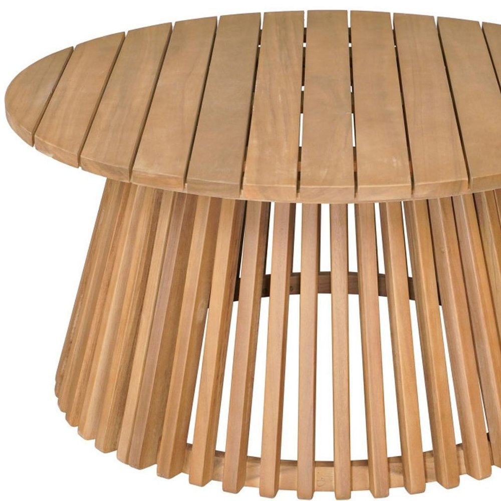 32" Natural Rounded Solid Wood Outdoor Coffee Table