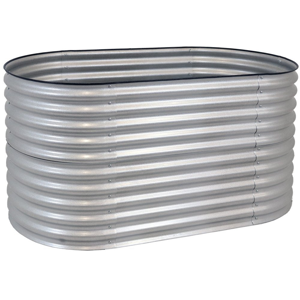 32" X 63" Silver Metal Oval Raised Garden Bed