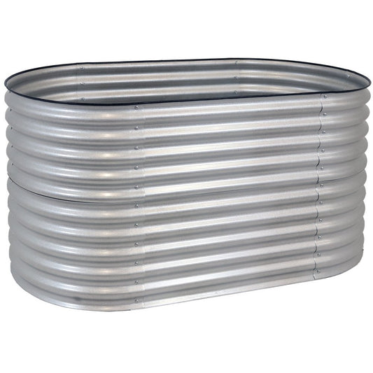 32" X 63" Silver Metal Oval Raised Garden Bed