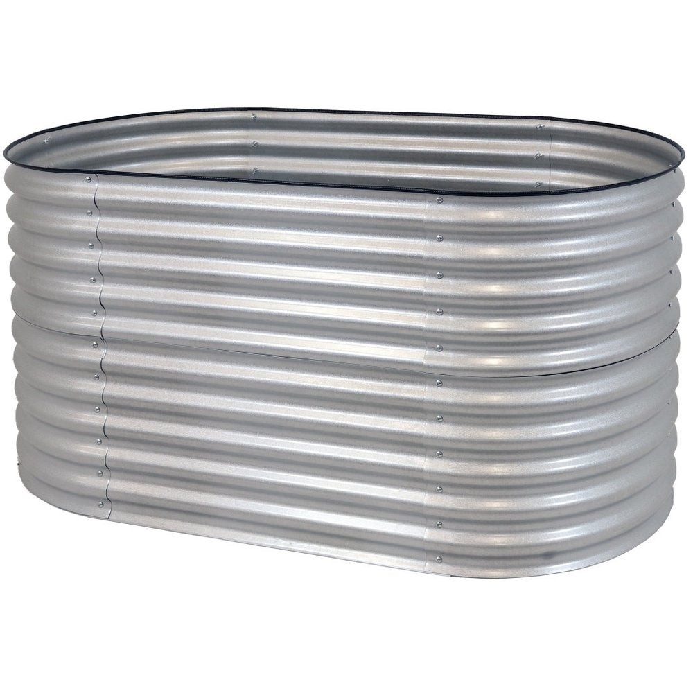 32" X 63" Silver Metal Oval Raised Garden Bed