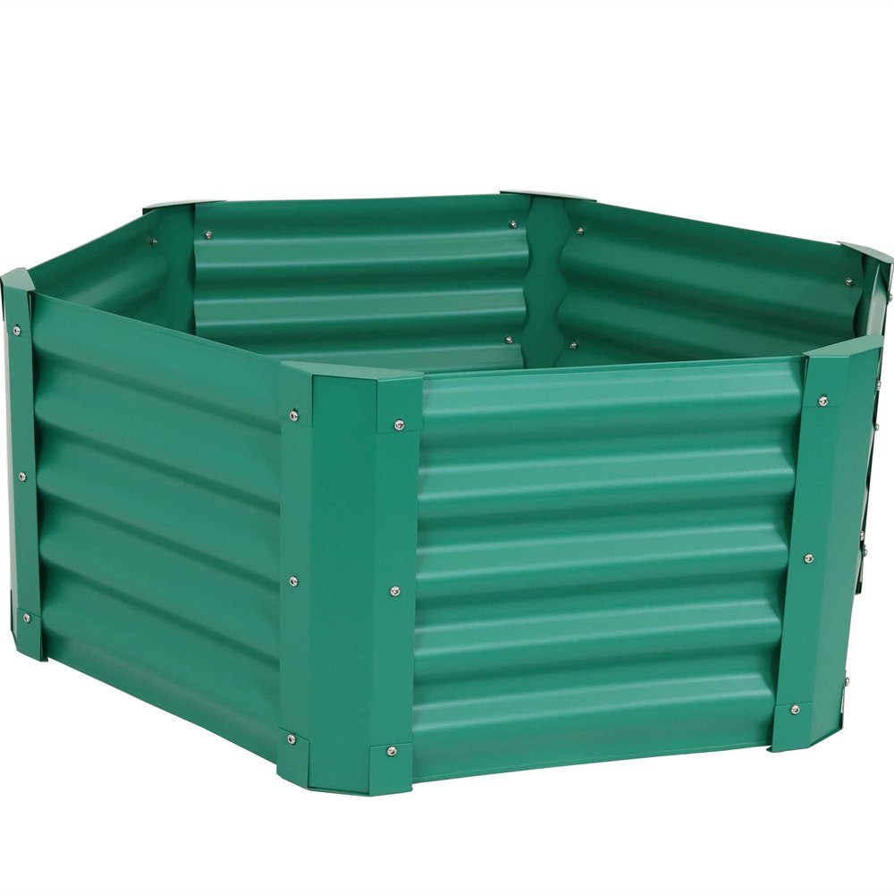 16" X 41" Green Steel Hexagon Planter Box