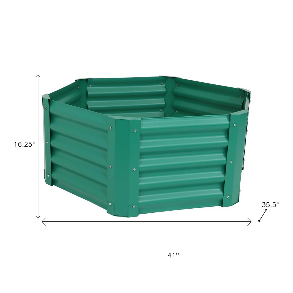 16" X 41" Green Steel Hexagon Planter Box