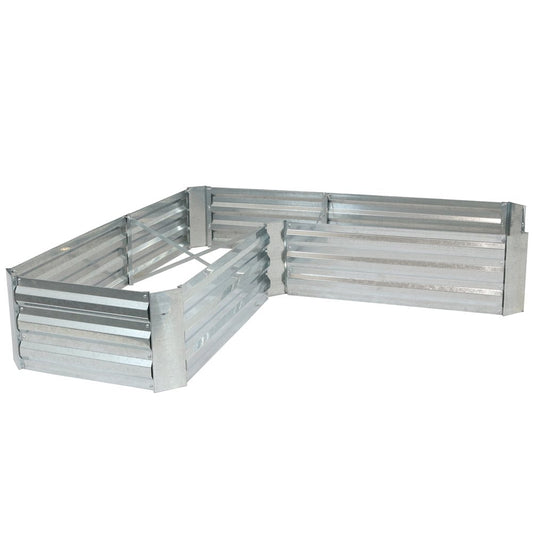 12" X 60" Silver Steel L Shape Raised Garden Bed