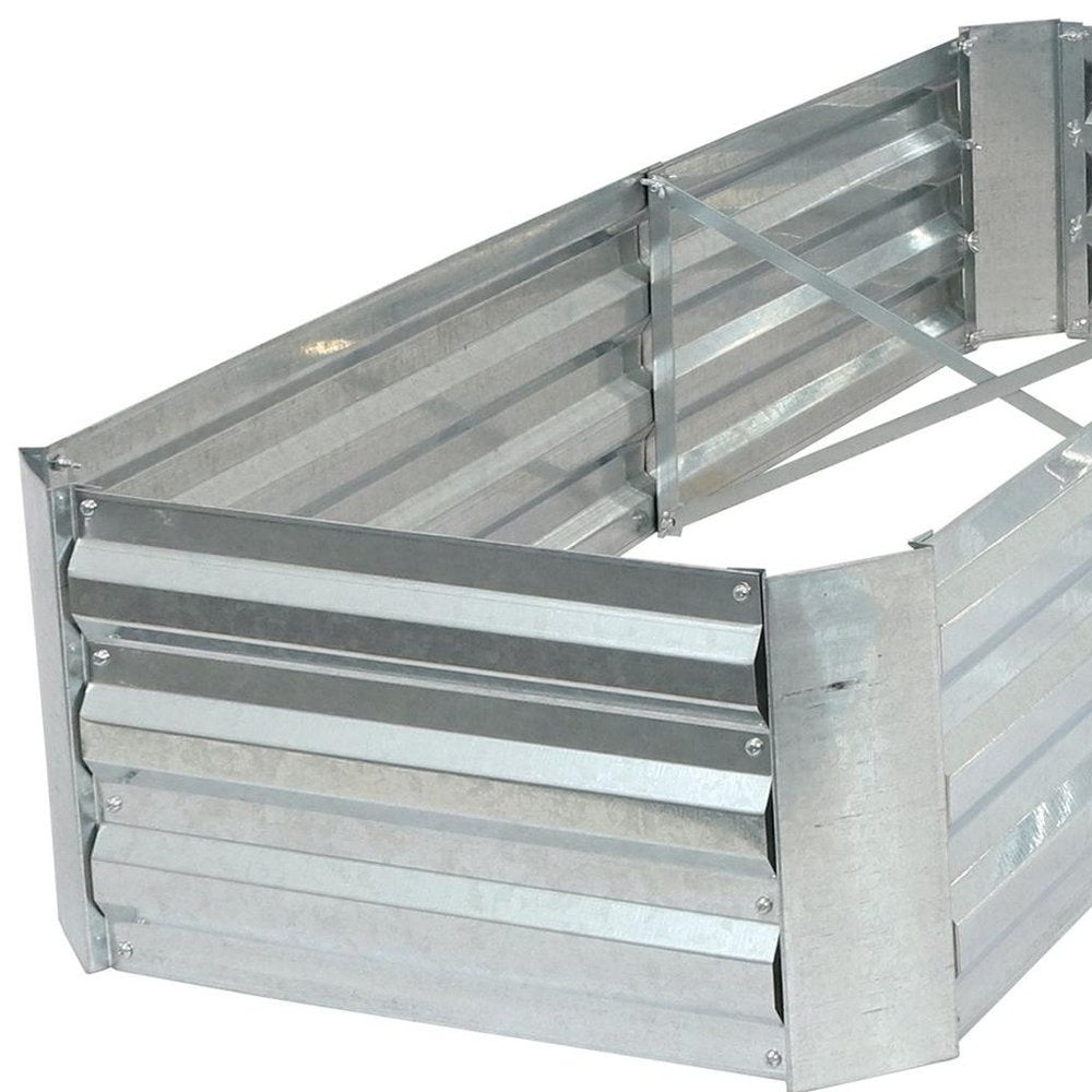 12" X 60" Silver Steel L Shape Raised Garden Bed