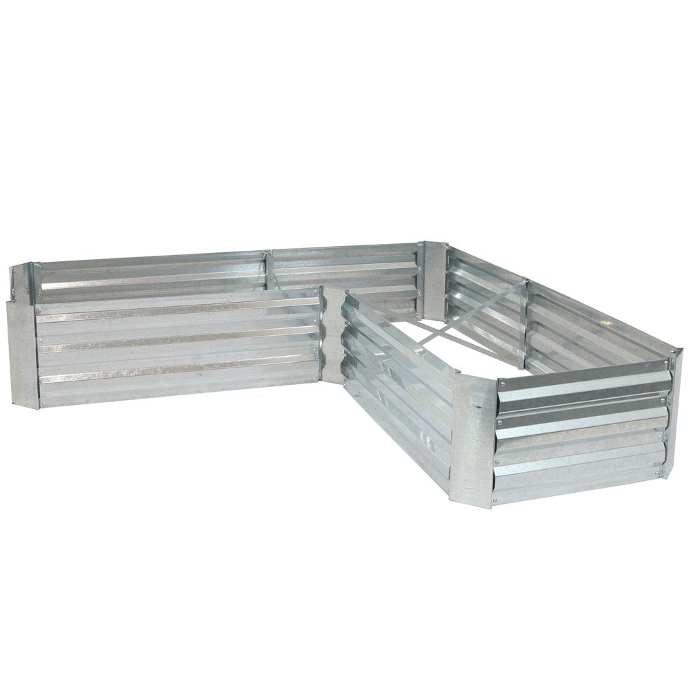 12" X 60" Silver Steel L Shape Raised Garden Bed
