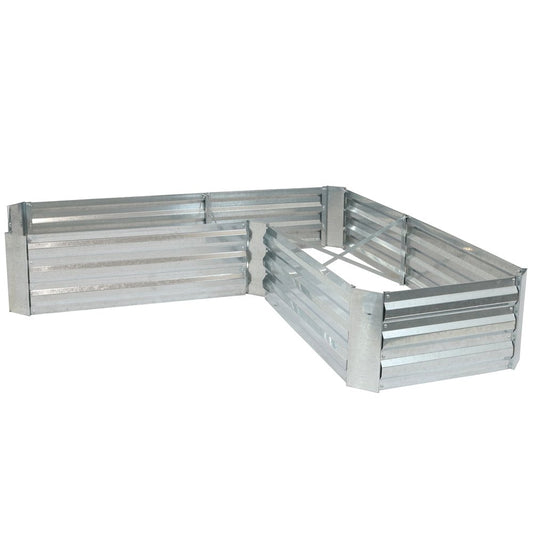 12" X 60" Silver Steel L Shape Raised Garden Bed