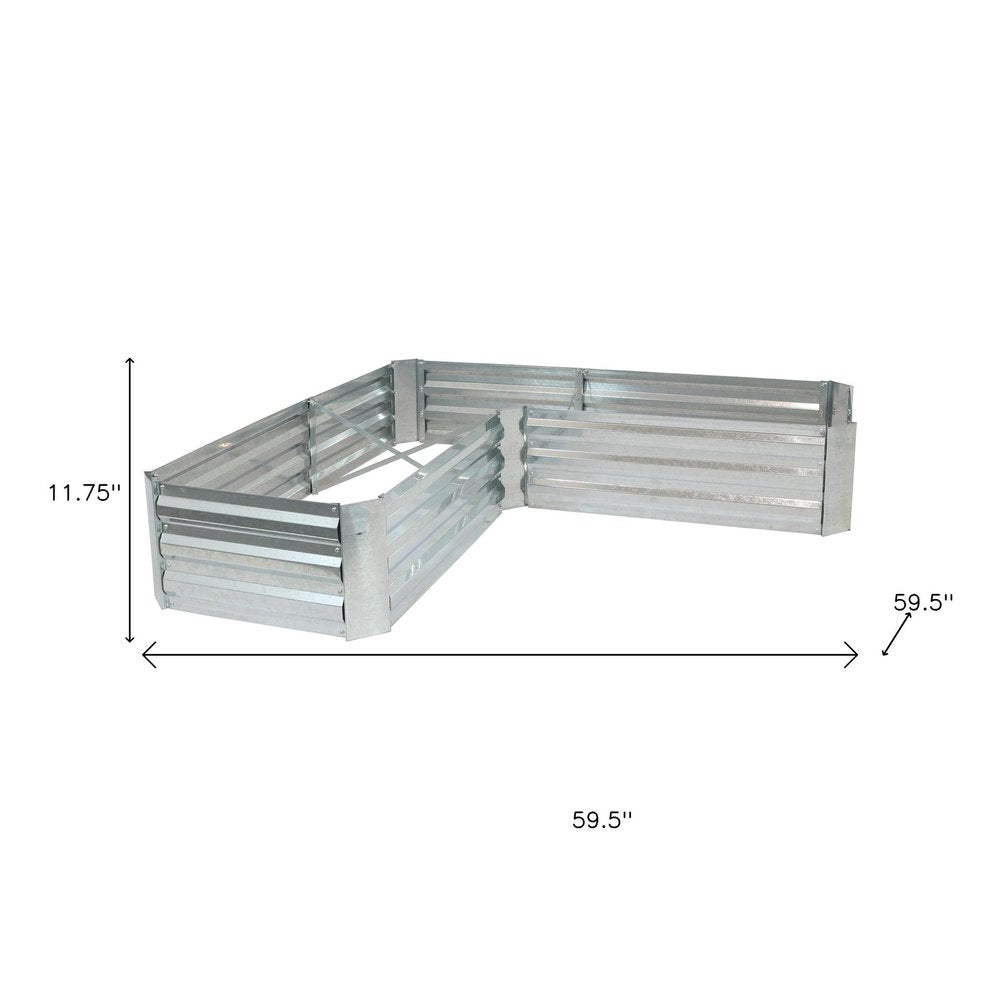 12" X 60" Silver Steel L Shape Raised Garden Bed