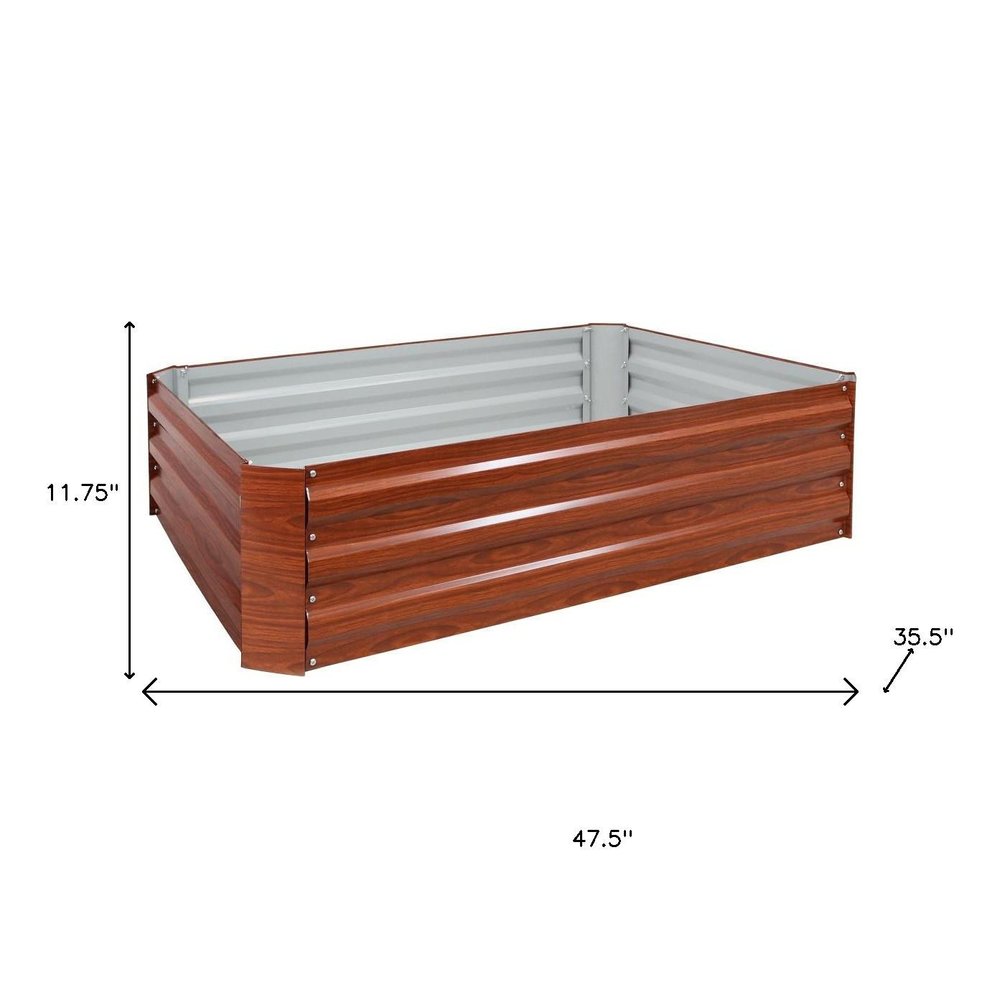 12" X 48" Brown Steel Rectangular Raised Garden Bed