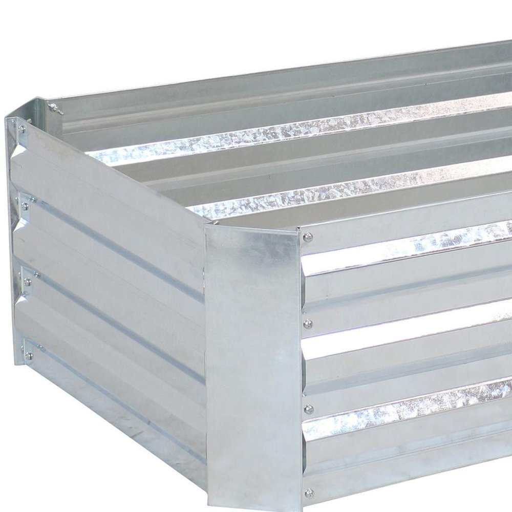 12" X 48" Silver Metal Rectangular Raised Garden Bed