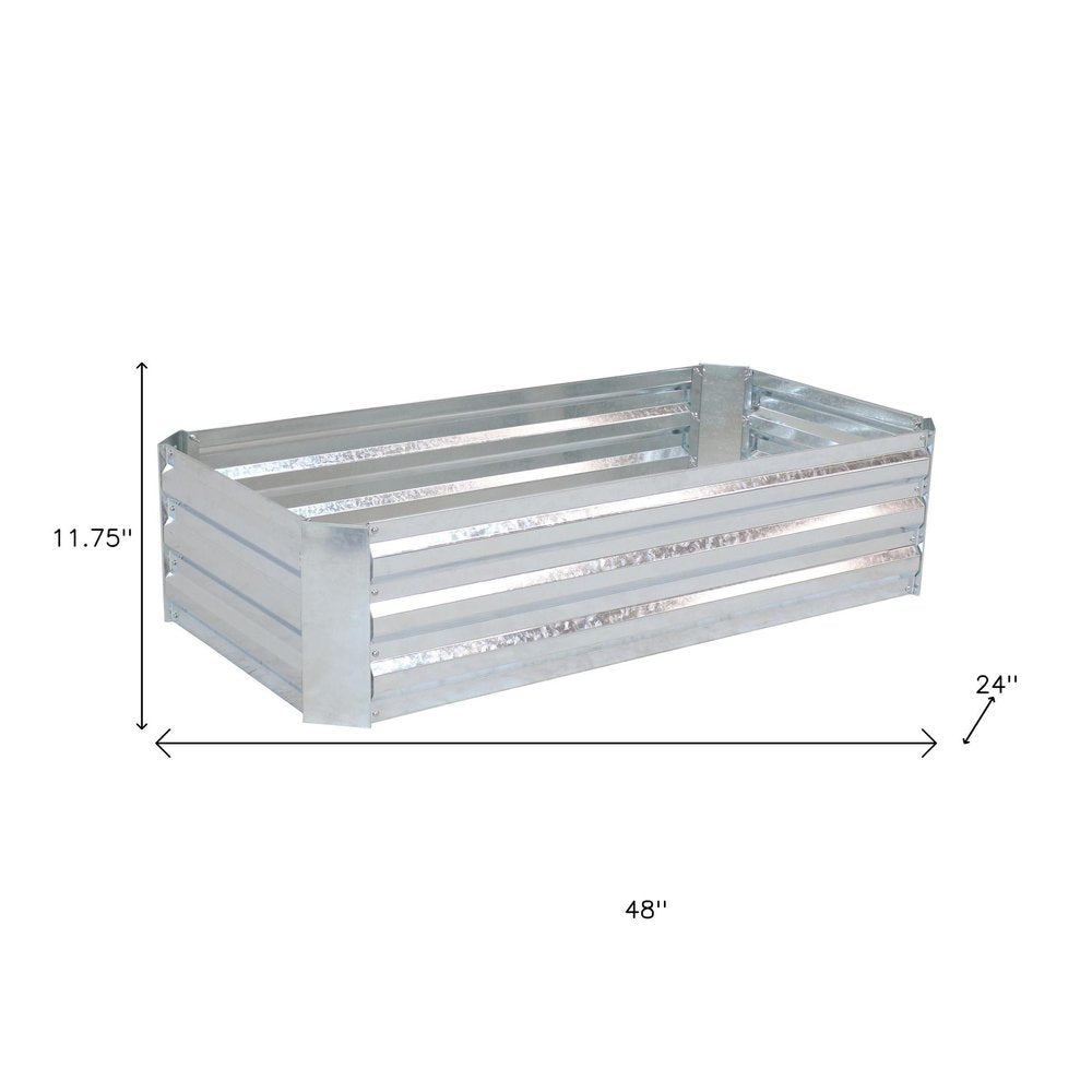 12" X 48" Silver Metal Rectangular Raised Garden Bed