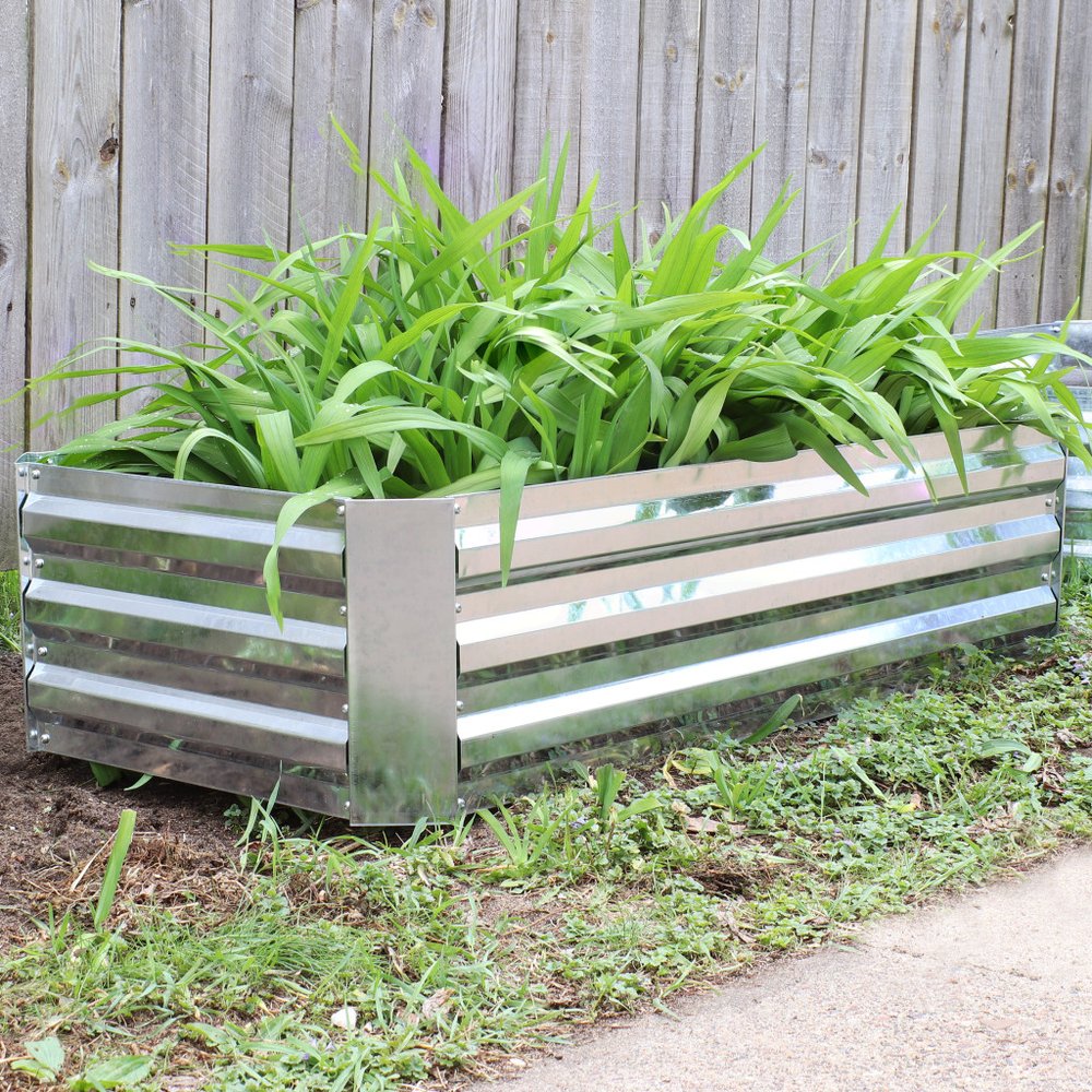 12" X 48" Silver Metal Rectangular Raised Garden Bed
