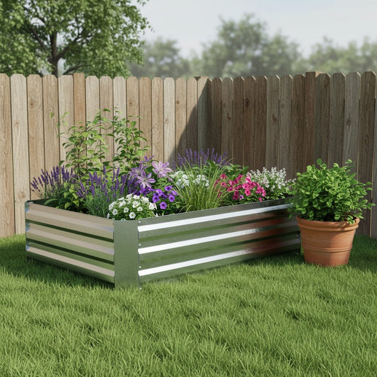 12" X 48" Silver Steel Rectangular Raised Garden Bed