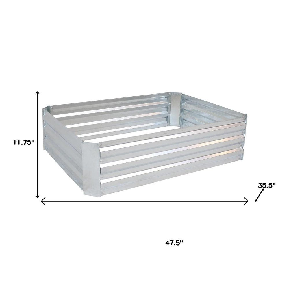 12" X 48" Silver Steel Rectangular Raised Garden Bed