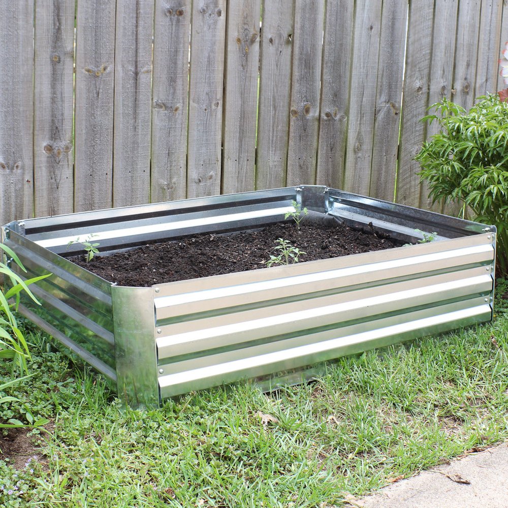 12" X 48" Silver Steel Rectangular Raised Garden Bed