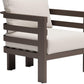 30" Brown Aluminum Outdoor Arm Chair with White Cushion