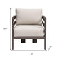 30" Brown Aluminum Outdoor Arm Chair with White Cushion