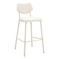 Set of Four 30" Light Gray Fabric Faux Leather and Steel Bar Height Bar Chairs
