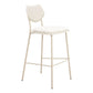 Set of Four 30" Light Gray Fabric Faux Leather and Steel Bar Height Bar Chairs
