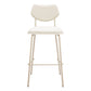 Set of Four 30" Light Gray Fabric Faux Leather and Steel Bar Height Bar Chairs