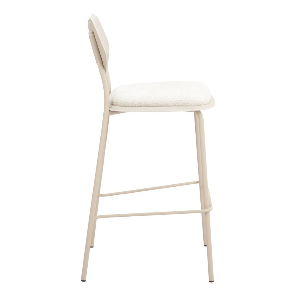 Set of Four 30" Light Gray Fabric Faux Leather and Steel Bar Height Bar Chairs