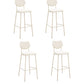 Set of Four 30" Light Gray Fabric Faux Leather and Steel Bar Height Bar Chairs