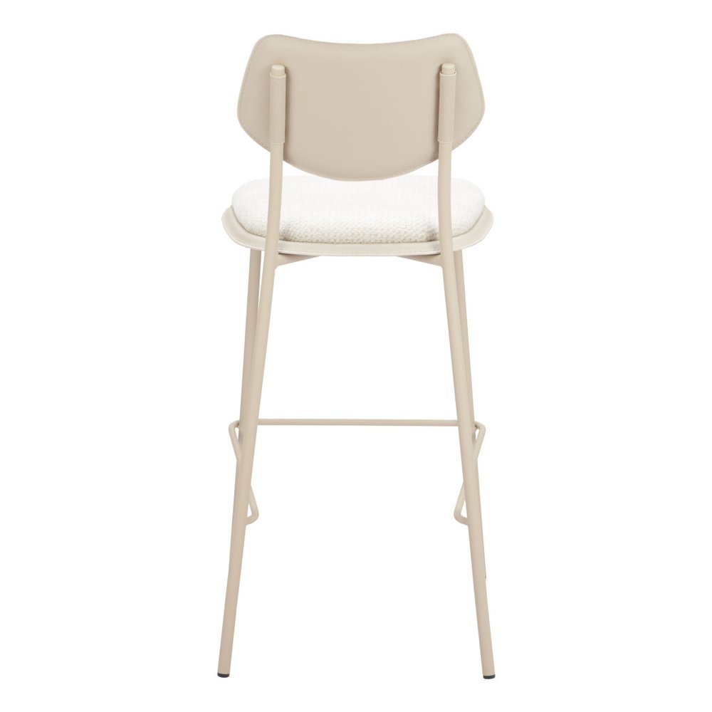 Set of Four 30" Light Gray Fabric Faux Leather and Steel Bar Height Bar Chairs