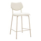 Set of Four 26" Light Gray Fabric Faux Leather and Steel Counter Height Bar Chairs