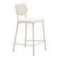 Set of Four 26" Light Gray Fabric Faux Leather and Steel Counter Height Bar Chairs
