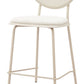 Set of Four 26" Light Gray Fabric Faux Leather and Steel Counter Height Bar Chairs