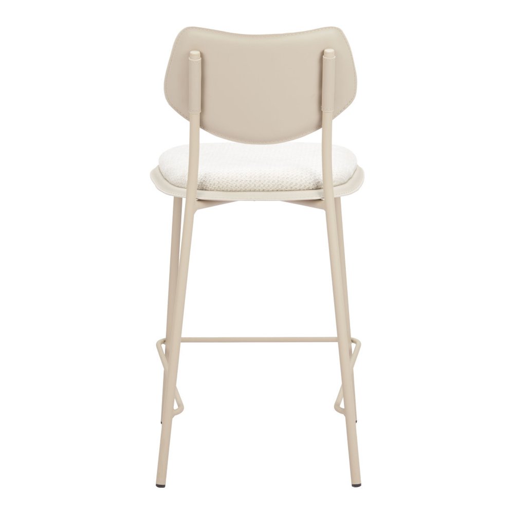 Set of Four 26" Light Gray Fabric Faux Leather and Steel Counter Height Bar Chairs