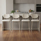 Set of Four 26" Light Gray Fabric Faux Leather and Steel Counter Height Bar Chairs
