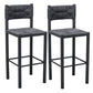 Set of Two 30" Black Rattan and Aluminum Low Back Bar Height Bar Chairs