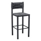 Set of Two 30" Black Rattan and Aluminum Low Back Bar Height Bar Chairs