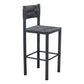 Set of Two 30" Black Rattan and Aluminum Low Back Bar Height Bar Chairs