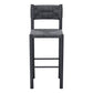 Set of Two 30" Black Rattan and Aluminum Low Back Bar Height Bar Chairs