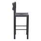 Set of Two 30" Black Rattan and Aluminum Low Back Bar Height Bar Chairs