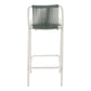 Set of Two White and Green Woven Back And Aluminum Counter Height Bar Chairs
