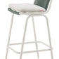 Set of Two White and Green Woven Back And Aluminum Counter Height Bar Chairs