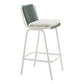 Set of Two White and Green Woven Back And Aluminum Counter Height Bar Chairs