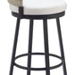 31" Black Natural and White Aluminum And Faux Rattan Swivel Bar Height Bar Chair