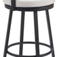 31" Black Natural and White Aluminum And Faux Rattan Swivel Bar Height Bar Chair