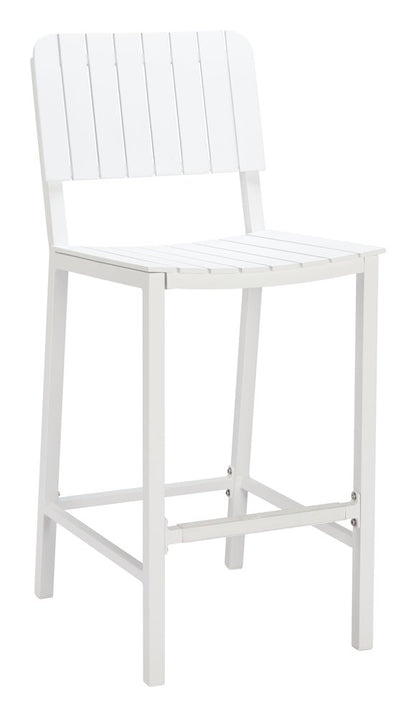 30" White Aluminum Outdoor Bar Height Chair