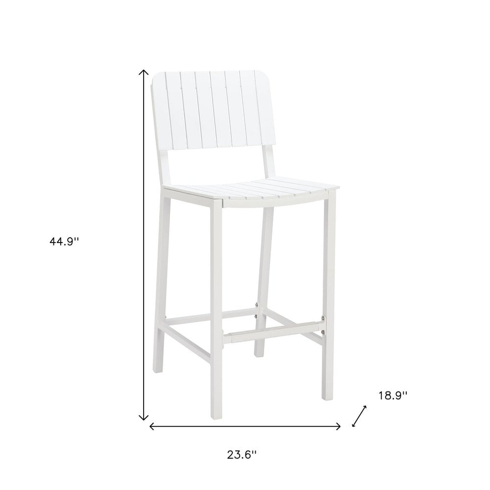 30" White Aluminum Outdoor Bar Height Chair