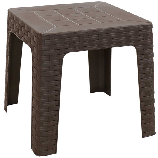 19" Brown Square Plastic Outdoor Side Table