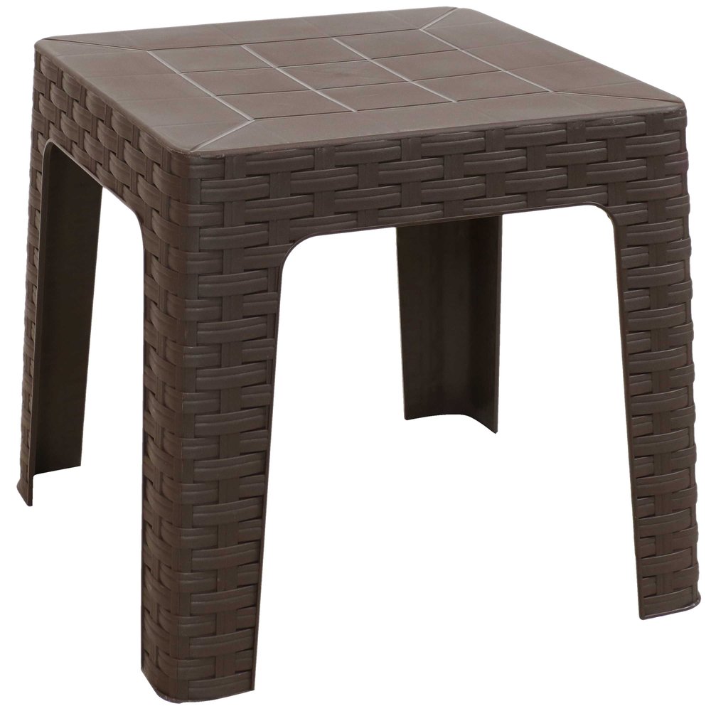 19" Brown Square Plastic Outdoor Side Table