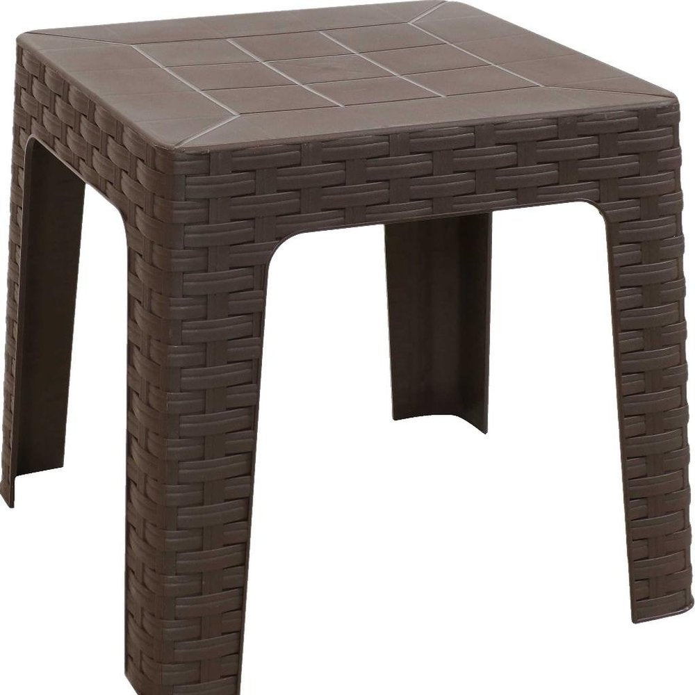 19" Brown Square Plastic Outdoor Side Table